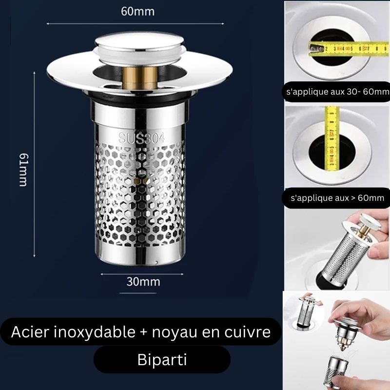 FILTRE D'ÉVIER POUR CUISINE ET SALLE DE BAIN