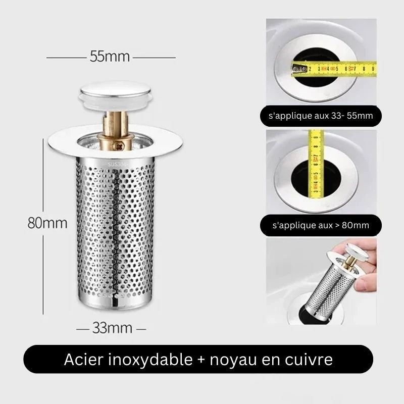 FILTRE D'ÉVIER POUR CUISINE ET SALLE DE BAIN