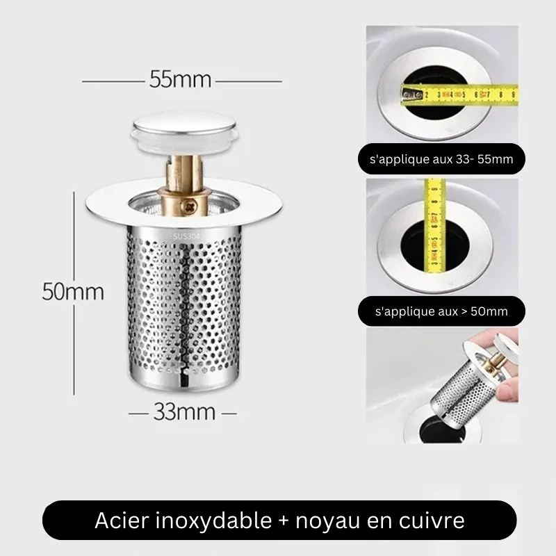 FILTRE D'ÉVIER POUR CUISINE ET SALLE DE BAIN
